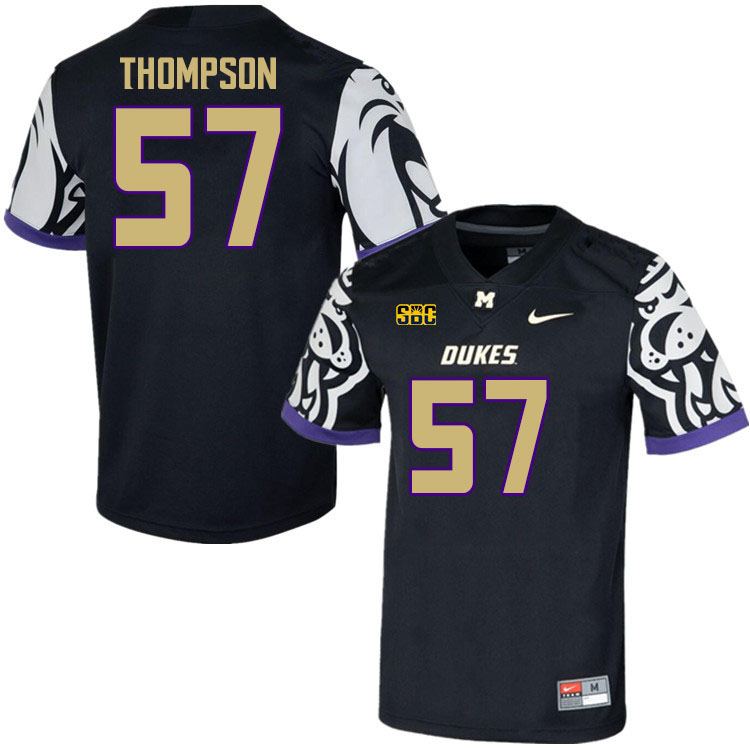 Men-Youth #57 Ike Thompson James Madison Dukes College Football Jerseys Stitched Sale-Black